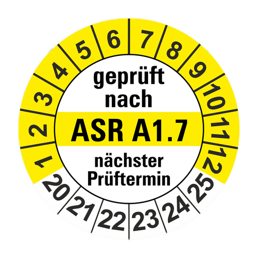 ASR A1.7 - Ø 40mm Wartungsetiketten gelb