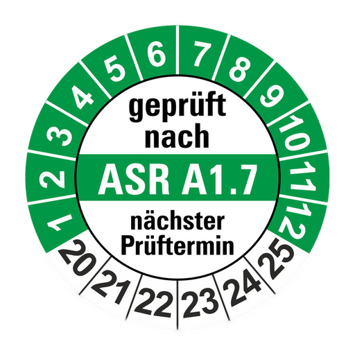 ASR A1.7 - Ø 40mm Wartungsetiketten grün