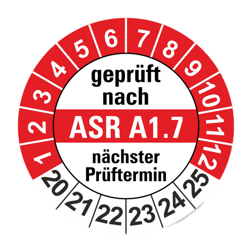 ASR A1.7 - Ø 40mm Wartungsetiketten rot